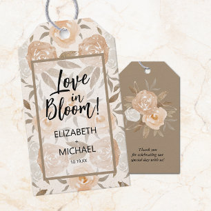Étiquettes-cadeau Amour floral de Pêche rustique en fleur Favoriser