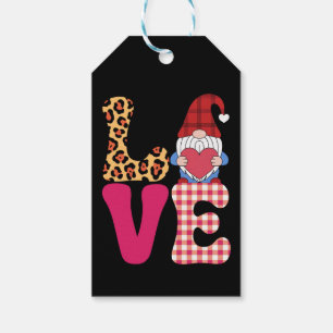 Étiquettes-cadeau Amour Gnome Valentines Jour Buffalo Rouge Plaid Le