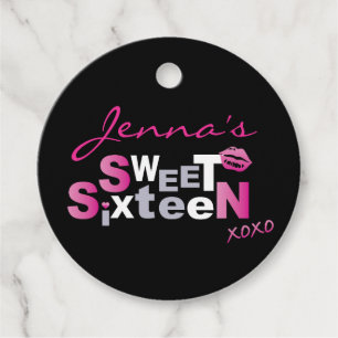Étiquettes Cadeau AMOUR & KISSES Sweet sixteen ROSE CHAUD Invitation