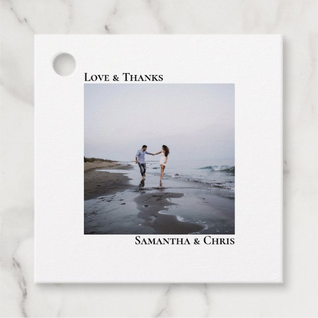 Étiquettes Cadeau Amour & Merci Mariage minimaliste Photo simple (Devant)