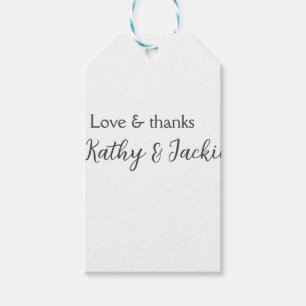 Étiquettes-cadeau Amour & merci nom du couple mariage simple minimal