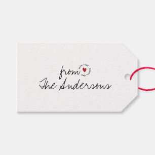 Étiquettes-cadeau Amour Moderne et Merci Cœur à Script Simple