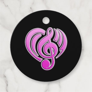 Étiquettes Cadeau Amour Musical Vibrations Cœur Rose Note De Musique