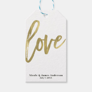 Étiquettes-cadeau AMOUR Or Moderne Pinceau Typographie Mariage