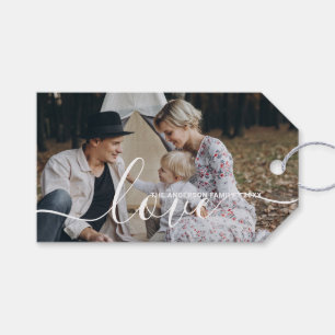Étiquettes-cadeau 'Amour' Photo de famille personnalisée avec le no