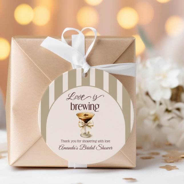 Étiquettes Cadeau Amour qui couve Martini Espresso au Bow Mariage Sh (Créateur téléchargé)