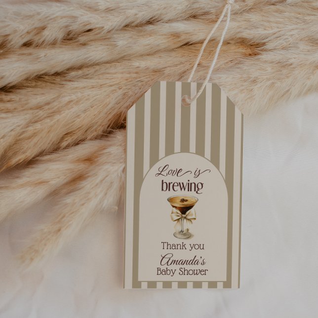 Étiquettes-cadeau Amour qui couve Martini Espresso au Bridal Shower  (Créateur téléchargé)