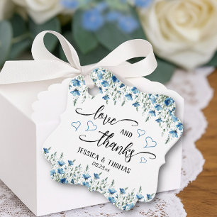 Étiquettes Cadeau Amour & Remerciements Bleu Rustique Bohème Fleurs 