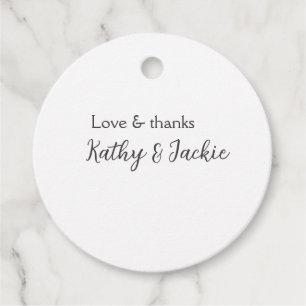 Étiquettes Cadeau Amour & remerciements couple nom mariage simple mi