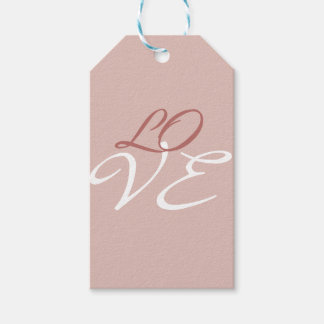 Étiquettes-cadeau Amour Rose Or Couleur Calligraphie Script