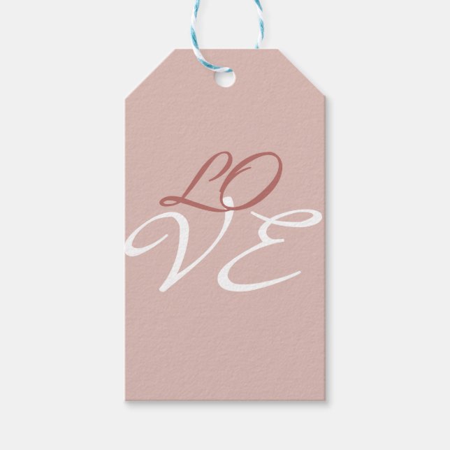 Étiquettes-cadeau Amour Rose Or Couleur Calligraphie Script (Devant)