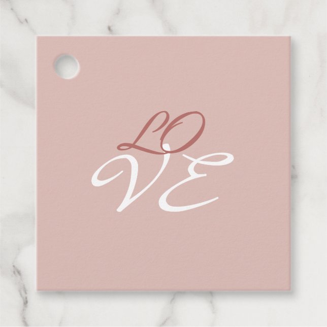 Étiquettes Cadeau Amour Rose Or Couleur Calligraphie Script (Devant)