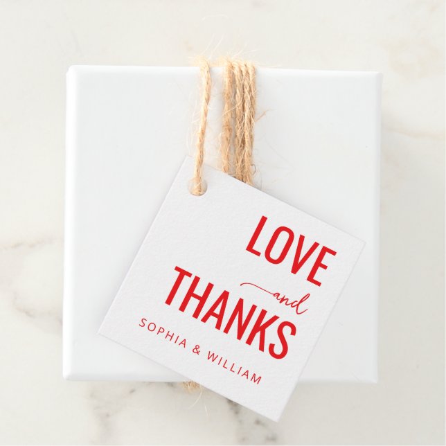 Étiquettes Cadeau Amour Rouge Chaud Merci (En situation)