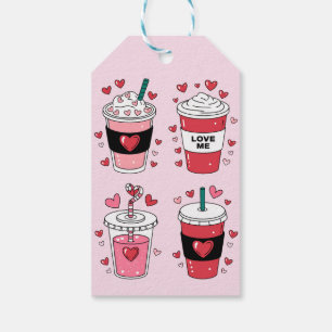 Étiquettes-cadeau Amoureux du café Latte de la Saint-Valentin