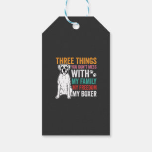 Étiquettes-cadeau Amoureux du chien de la famille Boxer Freedom