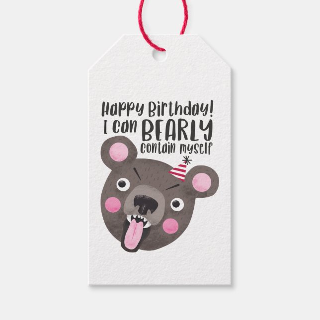 Étiquettes-cadeau Amusant Bear Pun Anniversaire (Devant)