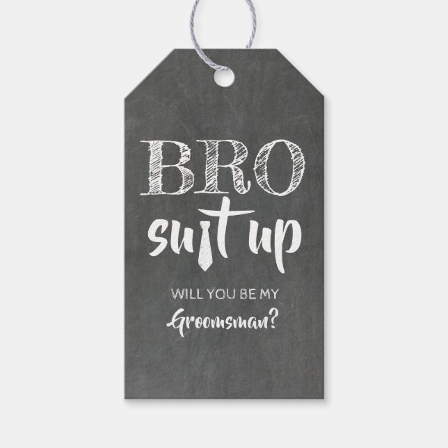 Étiquettes-cadeau Amusant Bro Suit Up Groomsman Proposition (Devant)