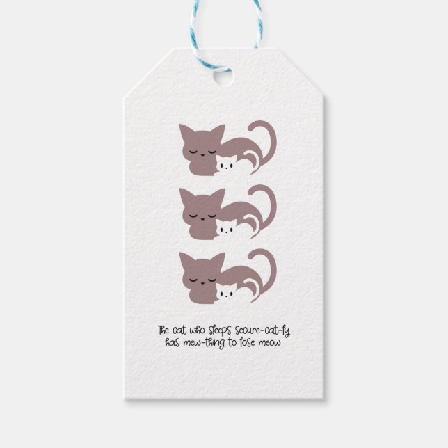 Étiquettes-cadeau Amusant chat couché et art I (Devant)