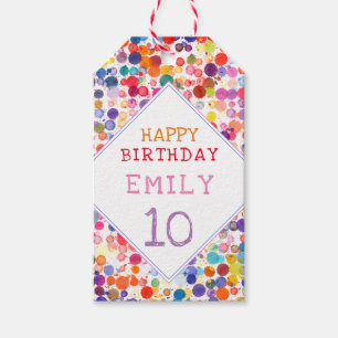 Étiquettes-cadeau Amusant coloré aquarelle Peinture Anniversaire de
