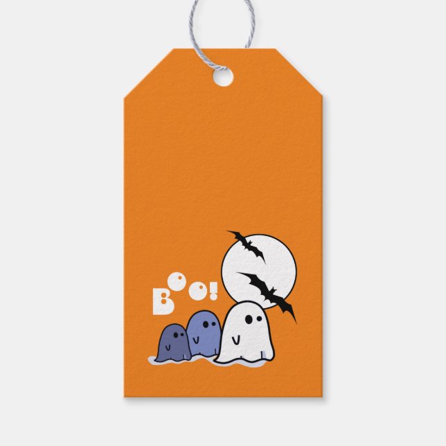 Étiquettes-cadeau Amusant Petit Fantôme Halloween Personnalisé (Devant)