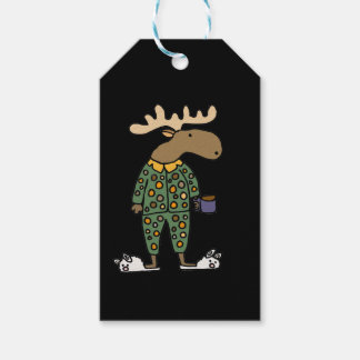 Étiquettes-cadeau Amusante Moose Portant un pyjama Poka Dot