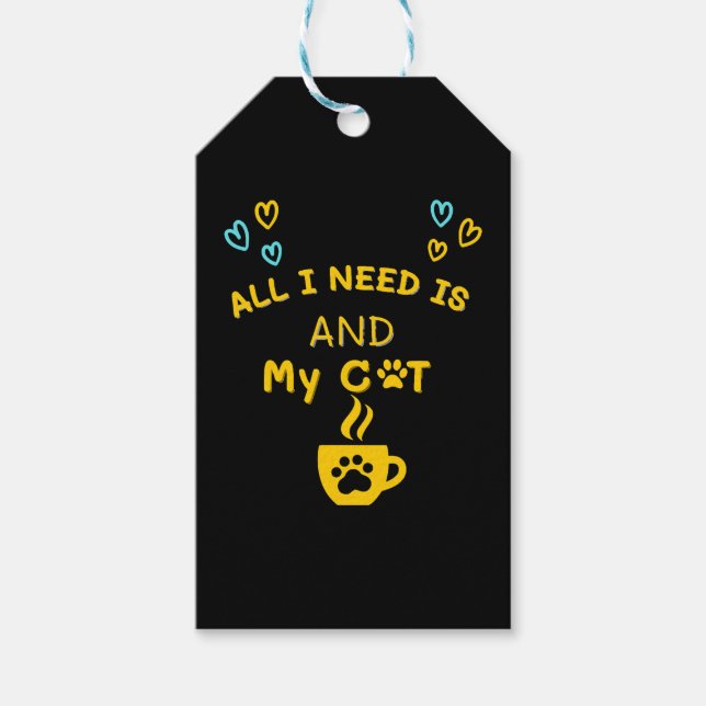 Étiquettes-cadeau Amusante T-shirt Amoureux des chats  de café orang (Devant)