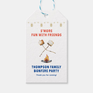Étiquettes-cadeau Amusement de S'mores Feu de joie Fête dans la cour