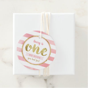 Étiquettes Cadeau Amusement pour être un rose et or Premier annivers