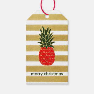 Étiquettes-cadeau Ananas d'or de fête de Noël