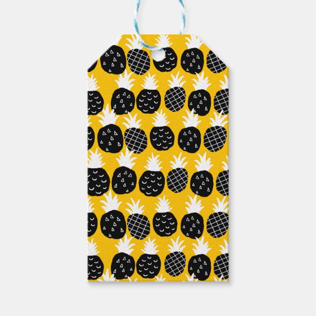Étiquettes-cadeau Ananas noir (Devant)