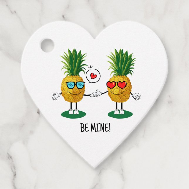Étiquettes Cadeau Ananas personnalisé Emoji amour couple (Devant)