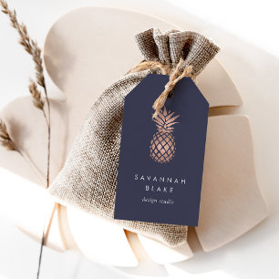 Étiquettes-cadeau Ananas Rose en or Faux