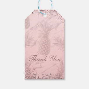 Étiquettes-cadeau Ananas Tropical Pailleté Or Rose Pastel Cadeau de