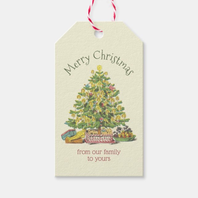 Étiquettes-cadeau Ancien Noël personnalisé (Devant)
