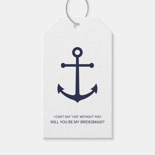 Étiquettes-cadeau Ancre Bleue de la marine nautique (Devant)
