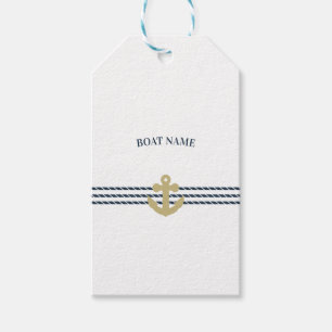 Étiquettes-cadeau Ancre de bateau nautique, corde