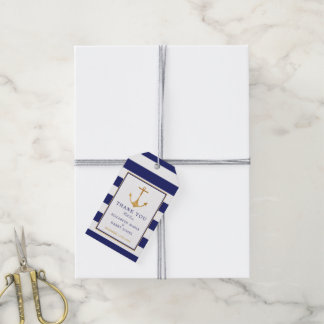 Étiquettes-cadeau Ancre d'or nautique vintage, marine et Mariage d'o