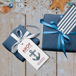 Étiquettes-cadeau Ancre Merci Baby shower nautique