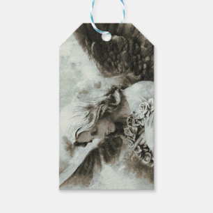Étiquettes-cadeau Ange avec des fleurs