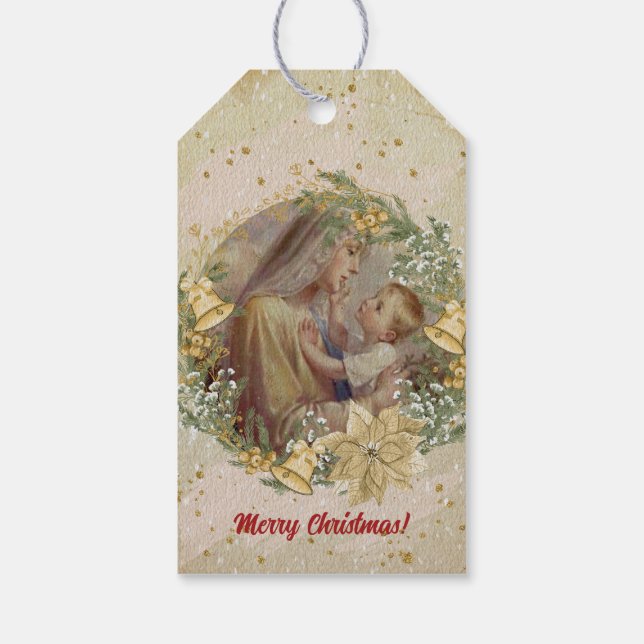 Étiquettes-cadeau Ange Noël Mère et Enfant (Dos)