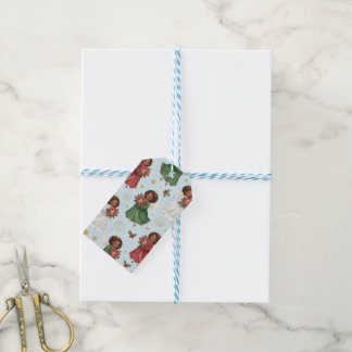 Étiquettes-cadeau Anges au Poinsettia de Noël 