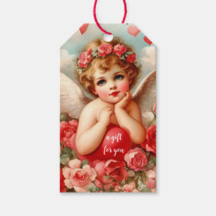 Étiquettes-cadeau Anges Chérubins de l'Amour avec Cœur Rouge