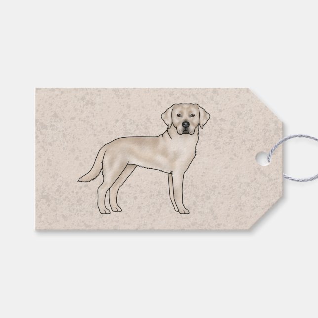 Étiquettes-cadeau Anglais Cream Labrador Retriever Cartoon Lab Chien (Devant (Horizontal))