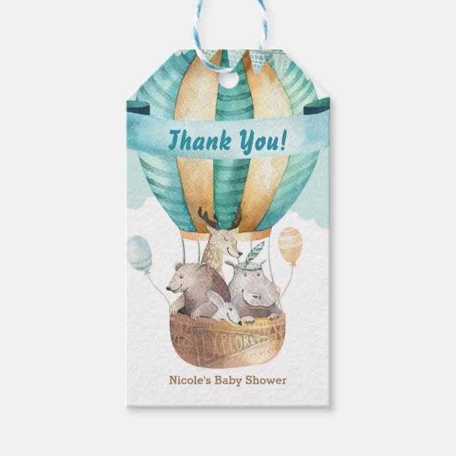 Étiquettes-cadeau Animal Adventure Aquarelle Boho Baby shower Favori (Devant)