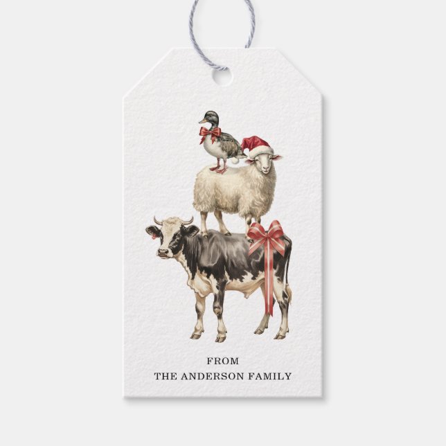 Étiquettes Cadeau animal de Noël (Devant)