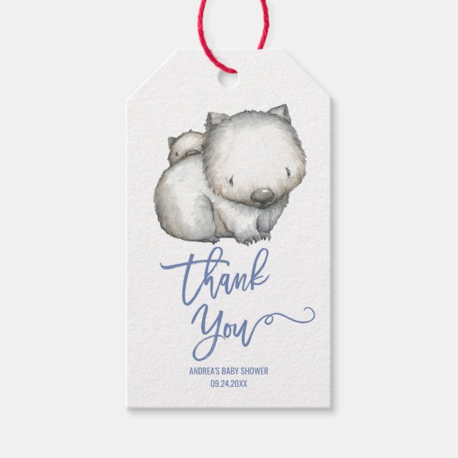 Étiquettes-cadeau Animaux australiens | Wombat Merci (Devant)