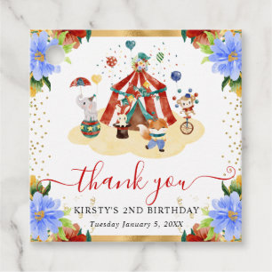 Étiquettes Cadeau Animaux de cirque à l'aquarelle Fête d'anniversair
