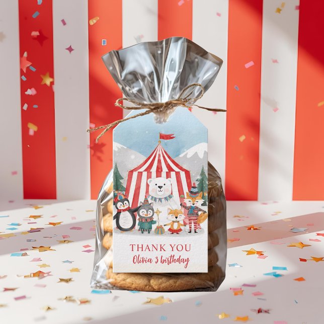 Étiquettes-cadeau Animaux de cirque d'hiver Merci  (Créateur téléchargé)