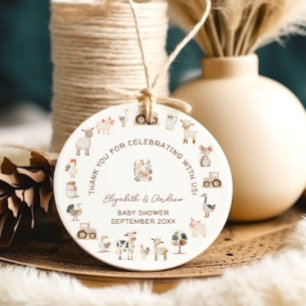 Étiquettes Cadeau Animaux de ferme Barnyard Baby shower Favoriser le