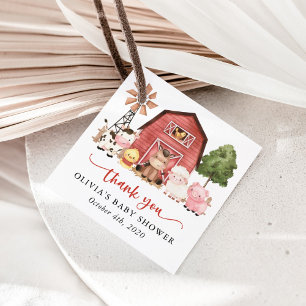 Étiquettes Cadeau Animaux de la ferme, Animaux mignons, Grange rouge